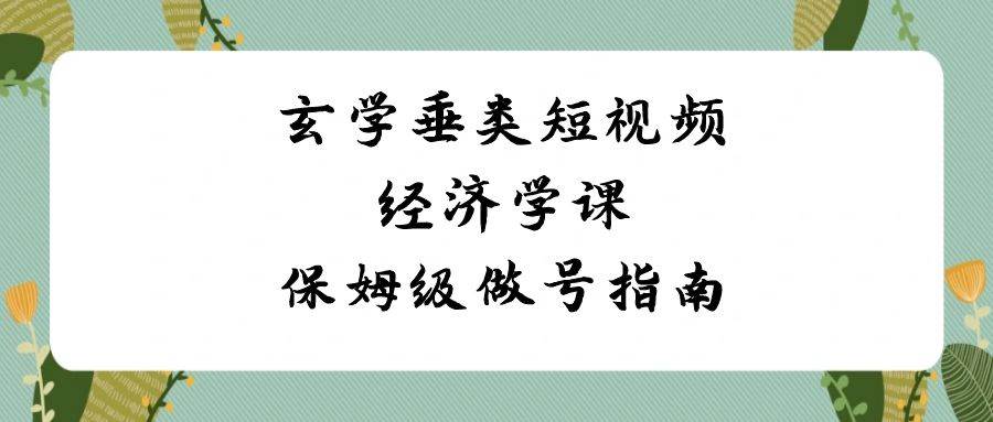 玄学 垂类短视频经济学课，保姆级做号指南（8节课）-智宝网创