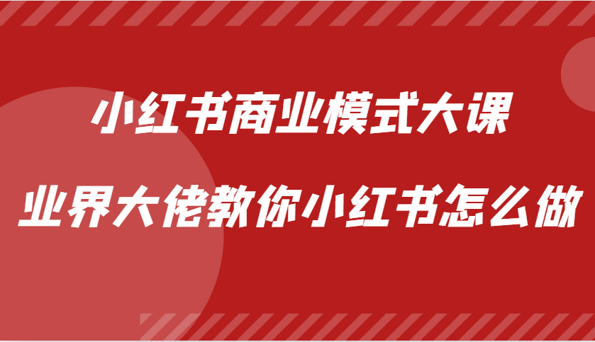 小红书商业模式大课，业界大佬教你小红书怎么做【视频课】-智宝网创