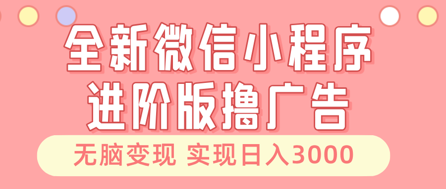 全新微信小程序进阶版撸广告 无脑变现睡后也有收入 日入3000＋-智宝网创