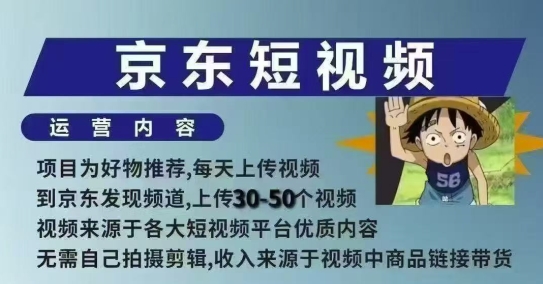 京东短视频带货课，无需自己拍摄剪辑，保姆式教学，两天快速上手-智宝网创