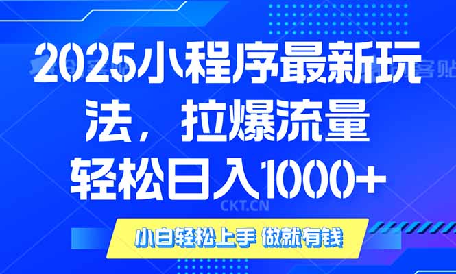 2025年小程序最新玩法，流量直接拉爆，单日稳定变现1000+-智宝网创