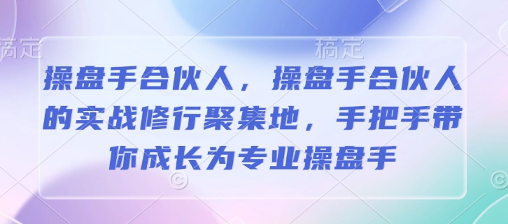 操盘手合伙人，操盘手合伙人的实战修行聚集地，手把手带你成长为专业操盘手-智宝网创