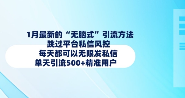 1月最新的无脑式引流方法，跳过平台私信风控，每天都可以无限发私信，单天引流500+精准用户-智宝网创