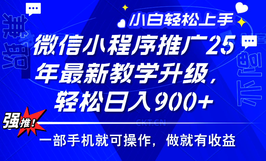 2025年微信小程序推广，最新教学升级，轻松日入900+，小白宝妈轻松上手…-智宝网创