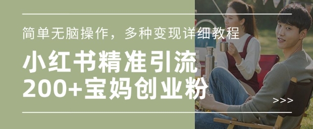 小红书混剪日引200+宝妈创业粉，简单无脑操作，多种变现详细教程-智宝网创