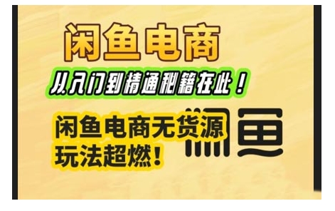 闲鱼电商实战课，从入门到精通秘籍在此，闲鱼电商无货源玩法超燃!-智宝网创