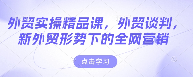 外贸实操精品课，外贸谈判，新外贸形势下的全网营销-智宝网创