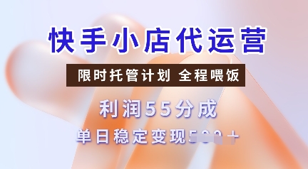 快手小店代运营，限时托管计划，收益55分，单日稳定变现多张【揭秘】-智宝网创