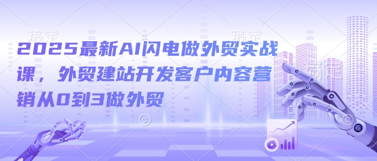 2025最新AI闪电做外贸实战课，外贸建站开发客户内容营销从0到3做外贸-智宝网创