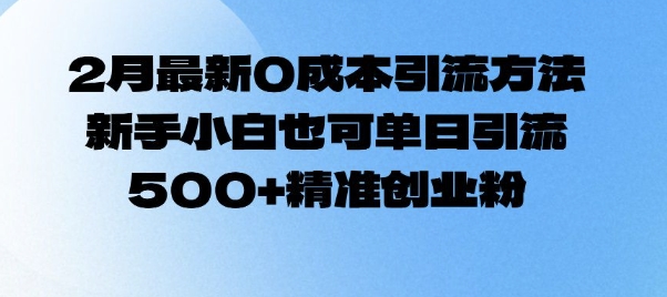 2月最新0成本引流方法，新手小白也可单日引流500+精准创业粉-智宝网创