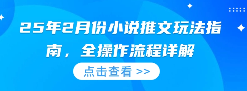 25年2月份小说推文玩法指南，全操作流程详解-智宝网创