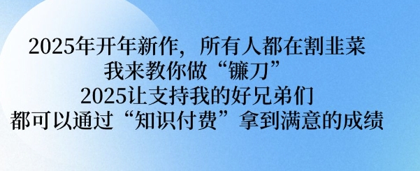 2025年开年新作，所有人都在割韭菜，我来教你做“镰刀” 2025让支持我的好兄弟们都可以通过“知识付费”拿到满意的成绩【揭秘】-智宝网创