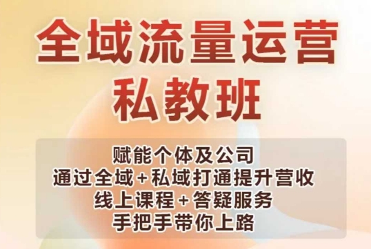 全域流量运营操盘课，赋能个体及公司通过全域+私域打通提升营收-智宝网创