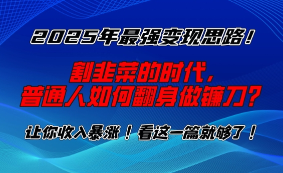 2025年最强变现思路，割韭菜的时代， 普通人如何翻身做镰刀？【揭秘】-智宝网创