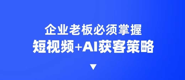.企业短视频AI获客霸屏流量课，6步短视频+AI突围法，3大霸屏抢客策略-智宝网创