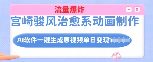 .宫崎骏风治愈系动画制作，AI软件一键生成原创视频流量爆炸，单日变现多张，详细实操流程-智宝网创
