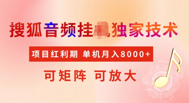 .首发搜狐音频挂JI，项目红利期，可矩阵可放大，稳定月入5k【揭秘】-智宝网创