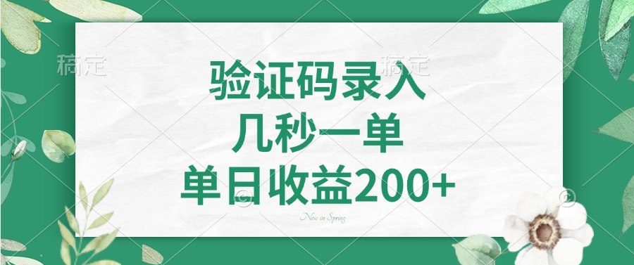 .验证码录入，几秒一单，单日收益200+-智宝网创