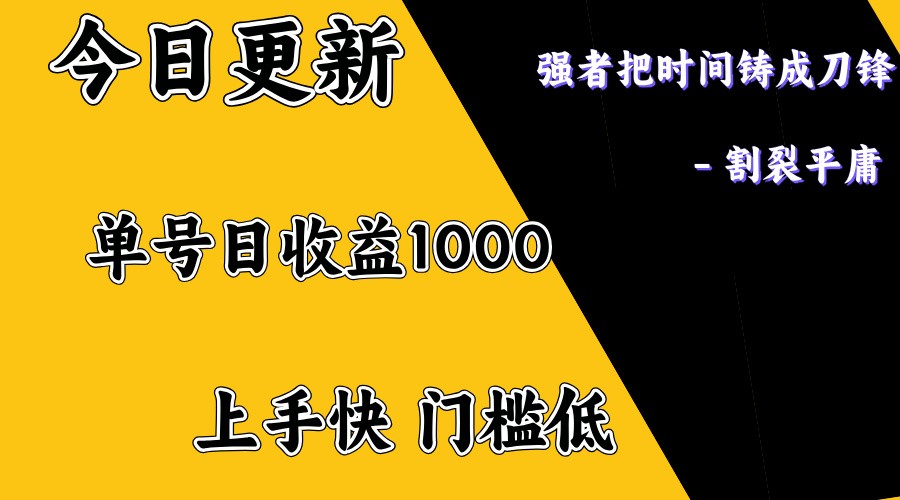 .上手一天1000打底，正规项目，懒人勿扰-智宝网创