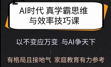 .Ai时代真学霸思维与学习方法课，有格局且接地气，家庭教育有力参考-智宝网创