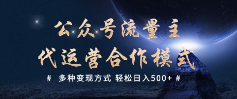 公众号流量主代运营  多种变现方式 轻松日入5张【揭秘】-智宝网创