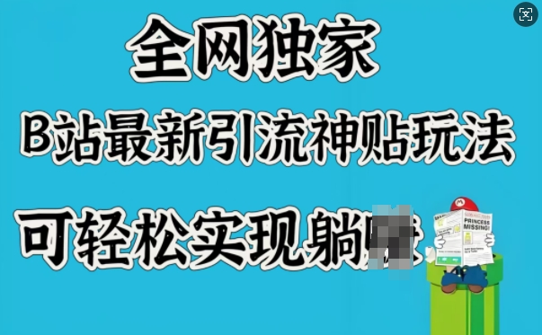 .全网独家，B站最新引流神贴玩法，可轻松实现躺Z-智宝网创