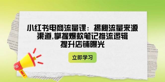 小红书电商流量课：揭秘流量来源渠道,掌握爆款笔记推流逻辑,提升店铺曝光-智宝网创