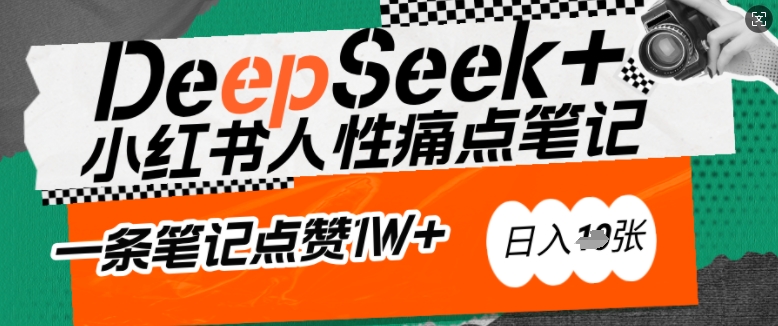 AI赋能小红书爆款秘籍：用DeepSeek轻松抓人性痛点，小白也能写出点赞破万的吸金笔记，日入多张-智宝网创
