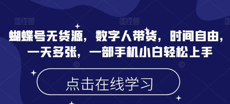 蝴蝶号无货源，数字人带货，时间自由，一天多张，一部手机小白轻松上手-智宝网创