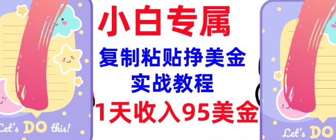 .复制粘贴挣美金，0门槛，1天收入95美刀，3分钟学会，内部教程(首次公开)-智宝网创