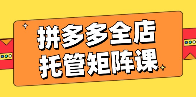 .拼多多全店托管矩阵课，盈利动销玩法，高效计划设置，提升店铺效益-智宝网创