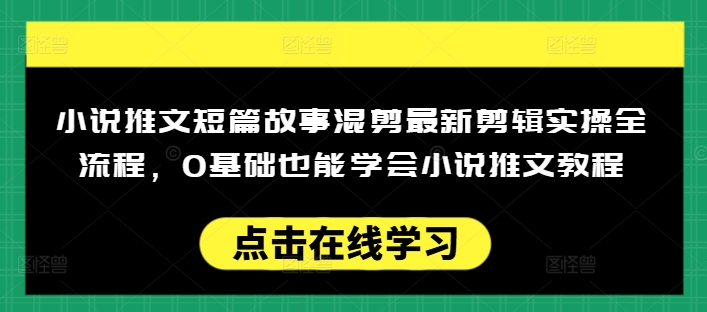 小说推文短篇故事混剪最新剪辑实操全流程，0基础也能学会小说推文教程，肯干多发日入多张-智宝网创