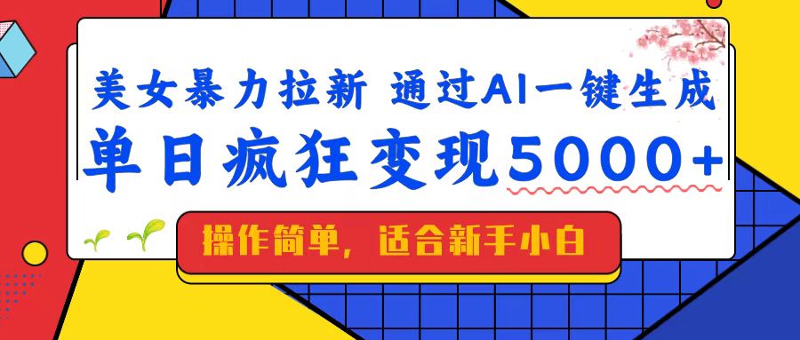 美女暴力拉新，通过AI一键生成，单日疯狂变现5000+，纯小白一学就会！-智宝网创