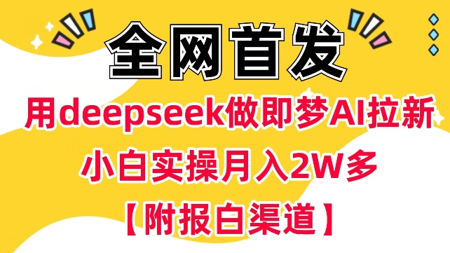 用deepseek做即梦Ai拉新 小白实操月入过W+【附报白渠道】-智宝网创