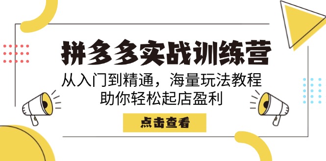 拼多多实战训练营，从入门到精通，海量玩法教程，助你轻松起店盈利-智宝网创
