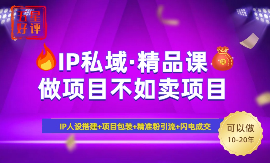 2025年“IP私域·密训精品课”，日赚3000+小白避坑年赚百万，暴力引流…-智宝网创