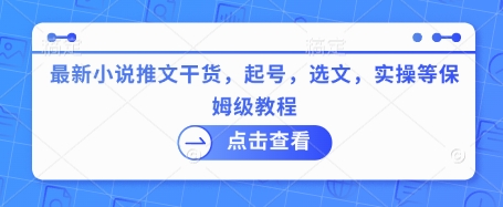 最新小说推文干货，起号，选文，实操等保姆级教程-智宝网创