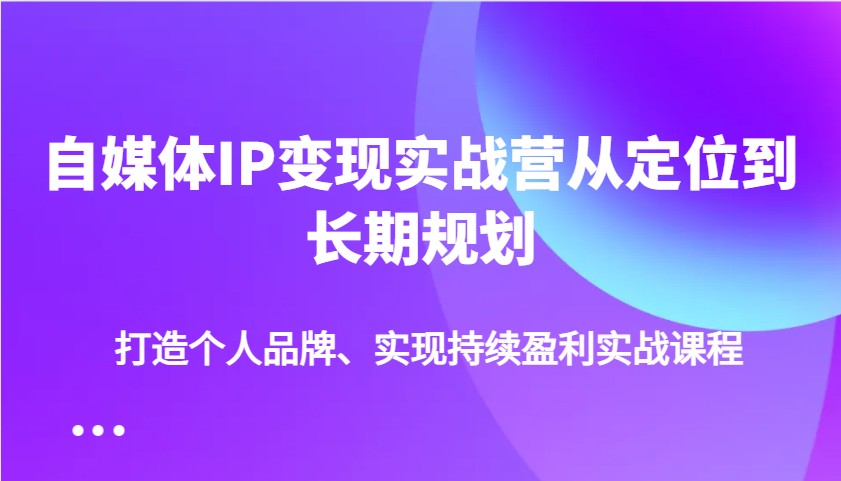 自媒体IP变现实战营从定位到长期规划，打造个人品牌、实现持续盈利实战课程-智宝网创