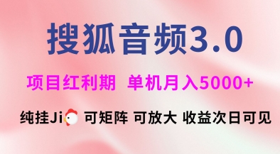 搜狐音频挂ji3.0.可矩阵可放大，独家技术，稳定月入5000+【揭秘】-智宝网创