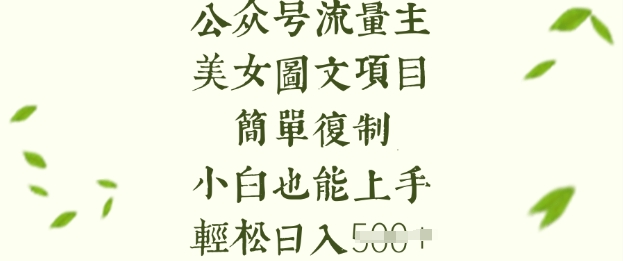 流量主长期收益项目，美女图片简单复制，小白也能上手，轻松日入5张-智宝网创