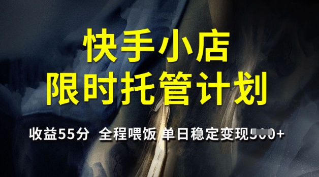 快手小店限时托管计划，收益55分，全程喂饭，单日稳定变现5张【揭秘】-智宝网创