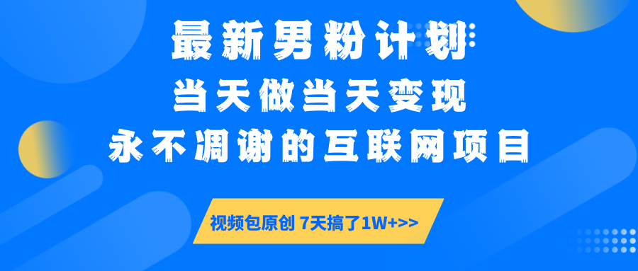 最新男粉计划6.0玩法，永不凋谢的互联网项目 当天做当天变现，视频包原…-智宝网创