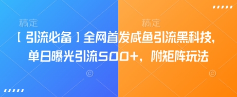 【引流必备】全网首发咸鱼引流黑科技，单日曝光引流500+，附矩阵玩法【揭秘】-智宝网创