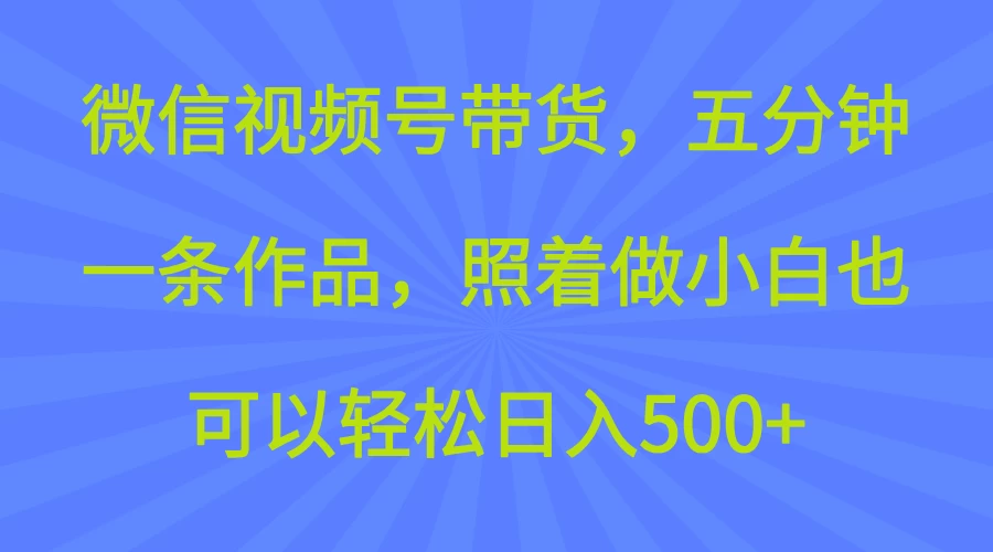 微信视频号带货，五分钟一条作品，照着做小白也可以轻松日入500+-智宝网创