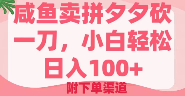 咸鱼卖拼夕夕砍一刀，小白轻松日入100＋（附下单渠道）-智宝网创