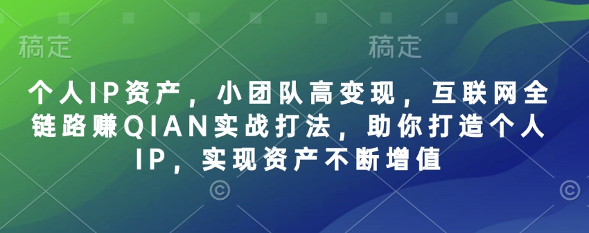 .个人IP资产，小团队高变现，互联网全链路赚QIAN实战打法，助你打造个人IP，实现资产不断增值-智宝网创