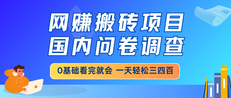 .网赚搬砖项目，国内问卷调查，0基础看完就会 一天轻松三四百，靠谱副业…-智宝网创