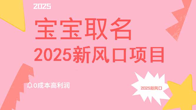 2025新风口项目宝宝取名，0成本高利润，附保姆级教程，月入过万不是梦-智宝网创