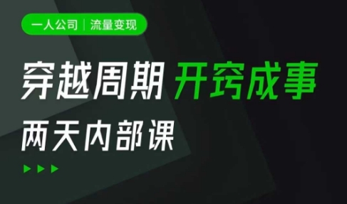 一人公司：流量变现课，一人公司的方法模型拆解， 拆解富人思维，流量思维，小老板思维等-智宝网创