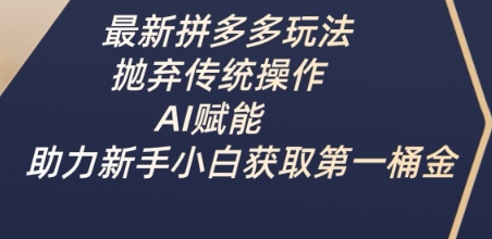 最新拼多多玩法，抛弃传统操作，AI赋能，助力新手小白获取第一桶金-智宝网创